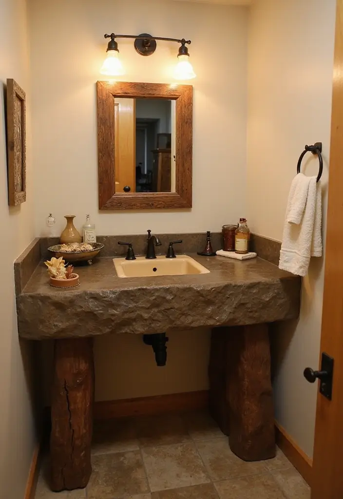 27 Small Cabin Bathroom Ideas With Rustic Charm - 23. Unique Sink Designs
