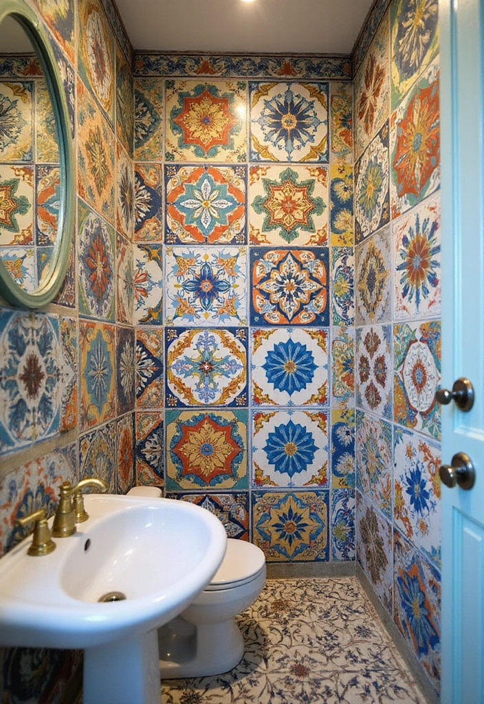 27 Small Victorian Bathroom Designs That Feel Classic - 1. Intricate Tile Patterns