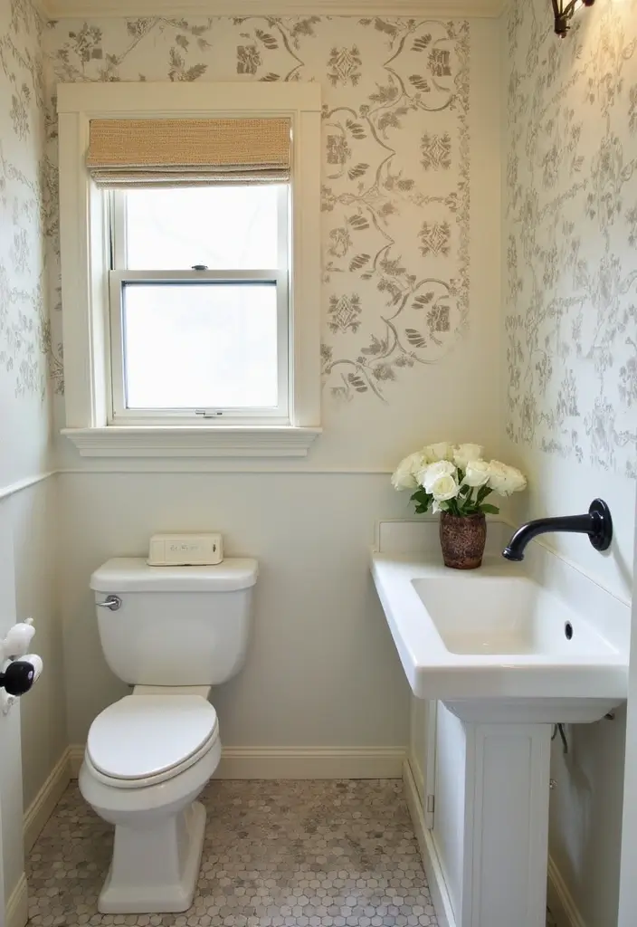 27 Small Victorian Bathroom Designs That Feel Classic - 14. Stenciled Walls