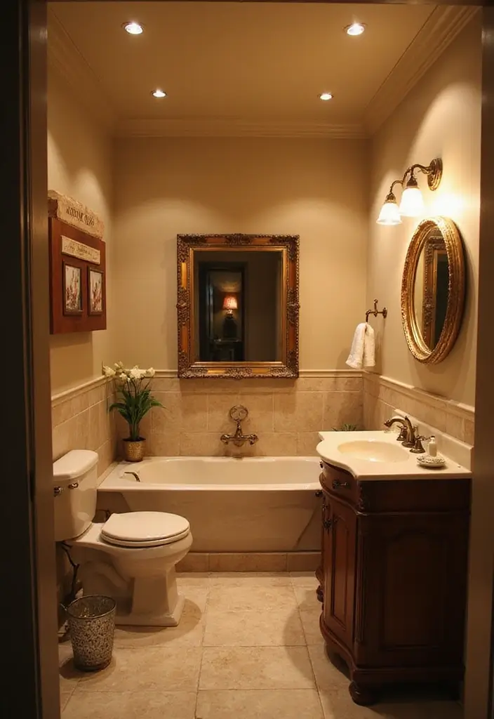 27 Small Victorian Bathroom Designs That Feel Classic - 15. Recessed Lighting