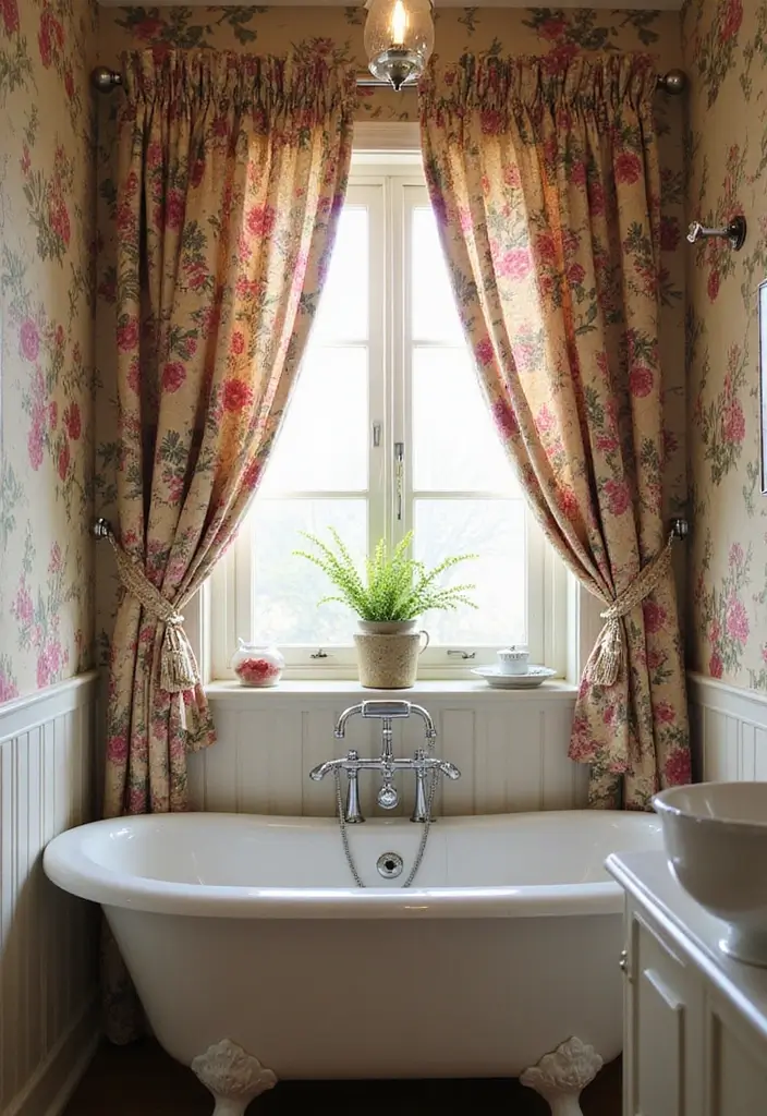 27 Small Victorian Bathroom Designs That Feel Classic - 22. Floral Accents