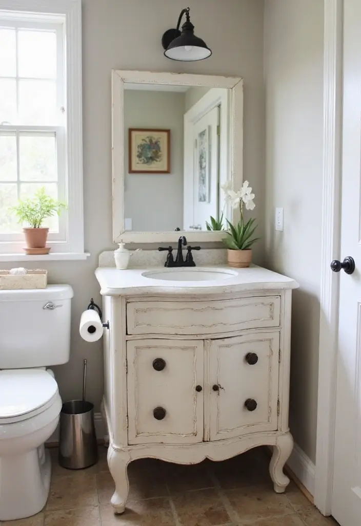 27 Small Victorian Bathroom Designs That Feel Classic - 23. Repurposed Furniture
