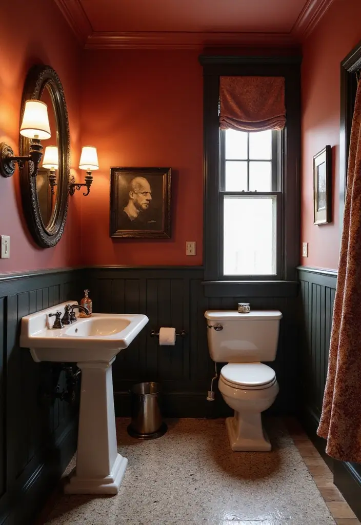 27 Small Victorian Bathroom Designs That Feel Classic - 5. Bold Color Schemes