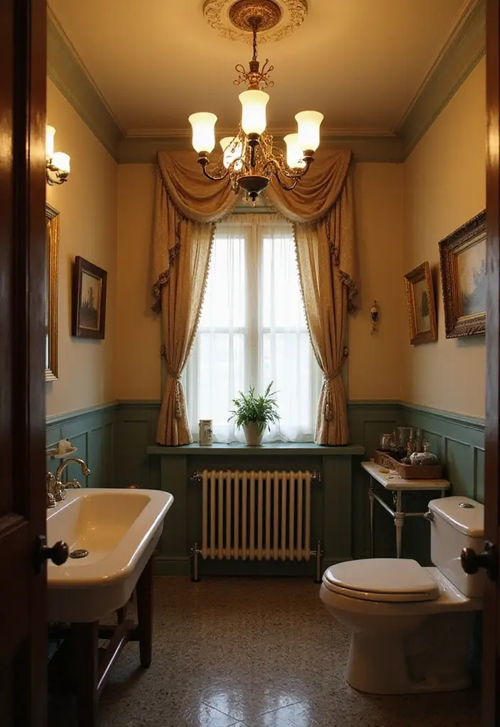 27 Small Victorian Bathroom Designs That Feel Classic - 7. Artful Lighting Fixtures