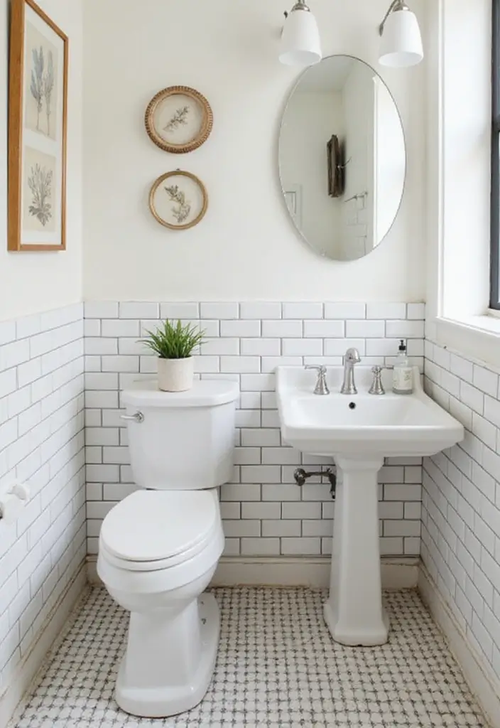 27 Subway Tile Bathroom Wall Designs That Never Go Out of Style - 12. Subway Tiles in Half-Bathrooms