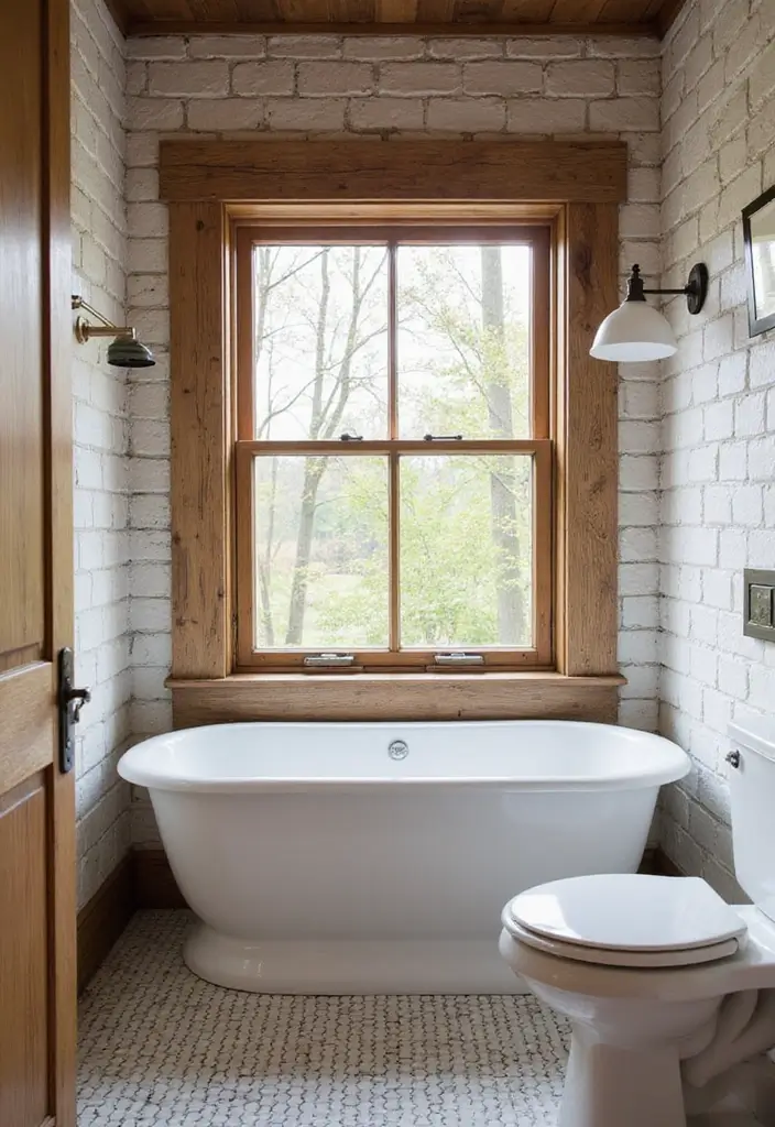 27 Subway Tile Bathroom Wall Designs That Never Go Out of Style - 14. Subway Tiles Framed with Wood