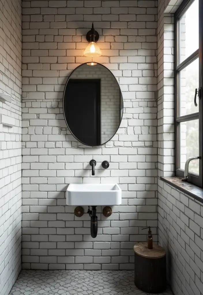 27 Subway Tile Bathroom Wall Designs That Never Go Out of Style - 23. Subway Tiles with Industrial Style