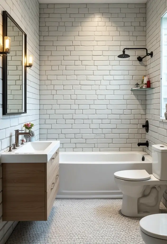 27 Subway Tile Bathroom Wall Designs That Never Go Out of Style - 24. Subway Tiles with Artistic Touches