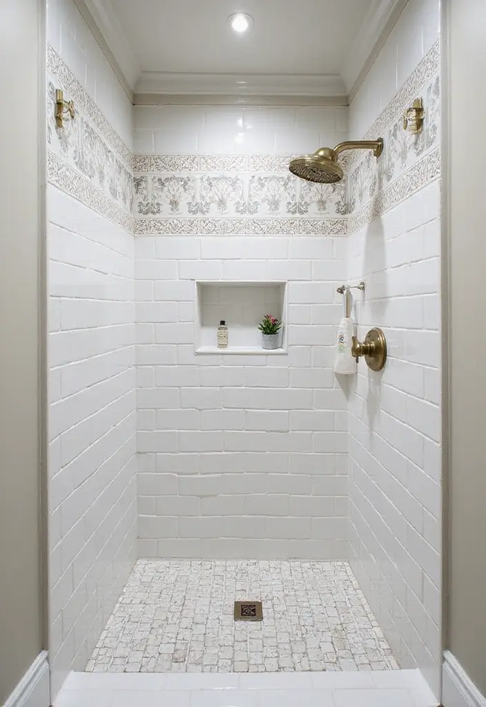 27 Subway Tile Bathroom Wall Designs That Never Go Out of Style - 7. Subway Tiles with Decorative Borders