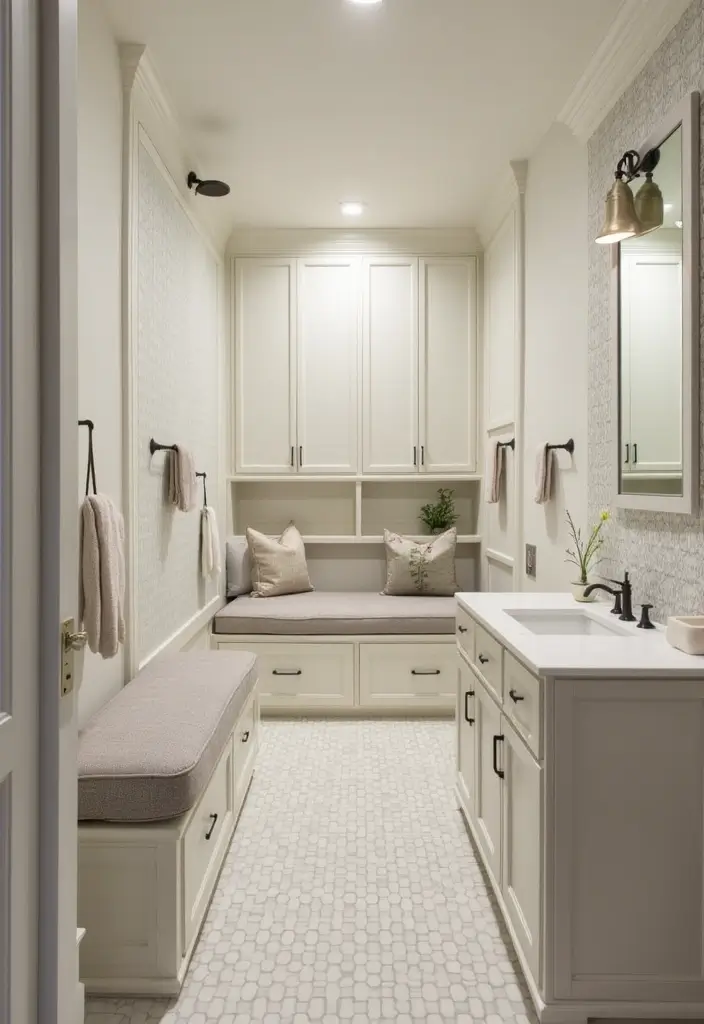 27 Wet Room Bathroom Small Layout Ideas That Work - 15. Customized Built-Ins