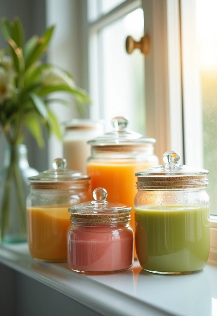 28 Bathroom Caddy Ideas That Organize With Style - 10. Glass Jars: Clear and Classy