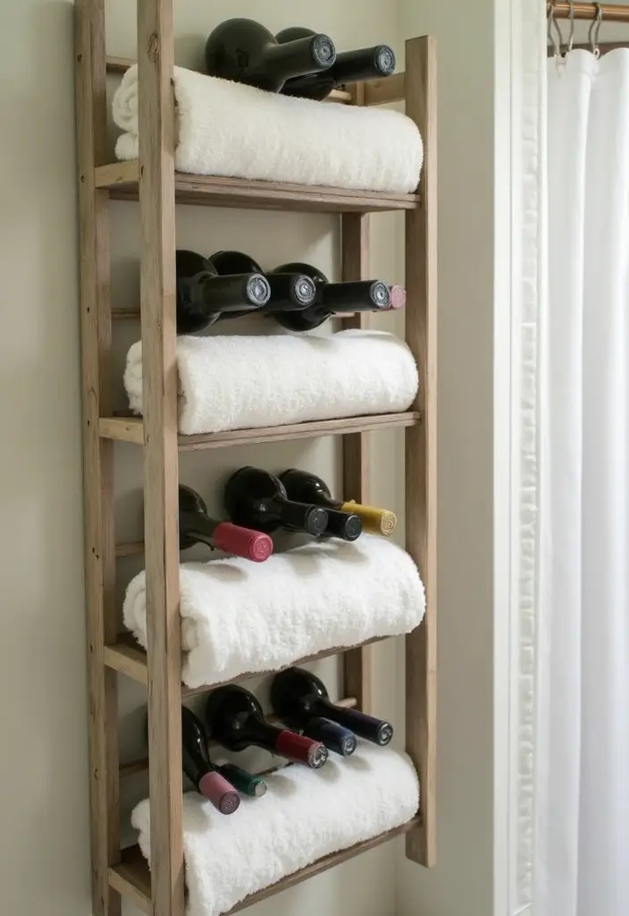 28 Bathroom Caddy Ideas That Organize With Style - 12. Repurposed Wine Racks: A Unique Twist