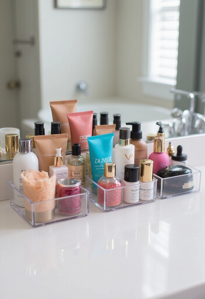 28 Bathroom Caddy Ideas That Organize With Style - 15. Acrylic Storage: Clear and Modern