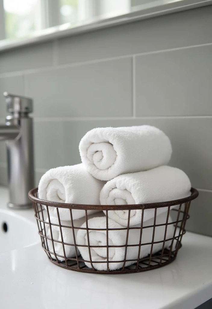 28 Bathroom Caddy Ideas That Organize With Style - 16. Wire Baskets: Industrial Edge