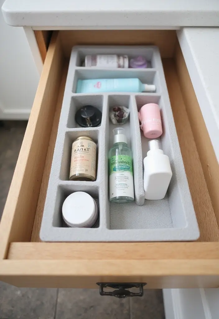 28 Bathroom Caddy Ideas That Organize With Style - 19. Drawer Dividers: The Hidden Helpers