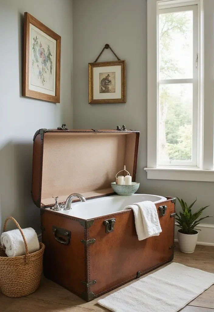 28 Bathroom Caddy Ideas That Organize With Style - 26. Steamer Trunks: For the Vintage Lovers