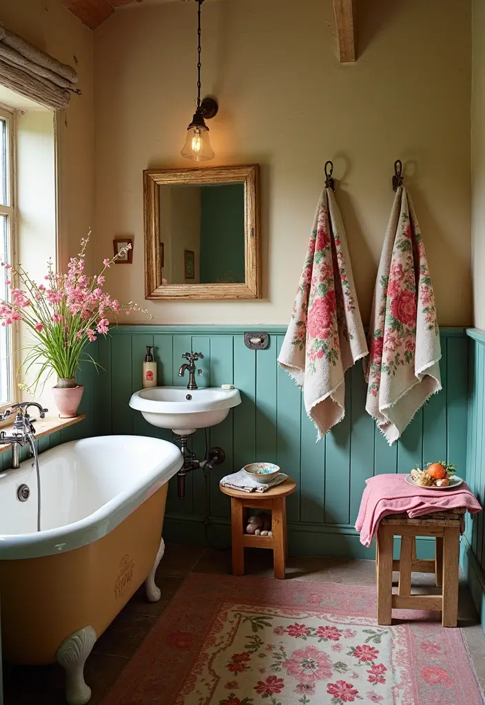 28 Bathroom Country Style Ideas Full of Rustic Charm - 14. Floral Accents