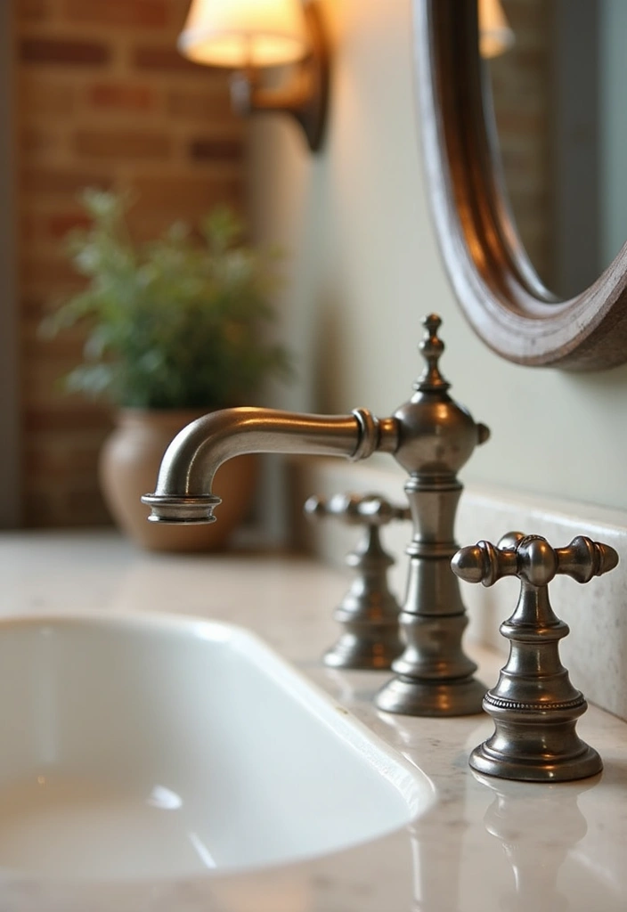 28 Bathroom Country Style Ideas Full of Rustic Charm - 19. Vintage Faucets