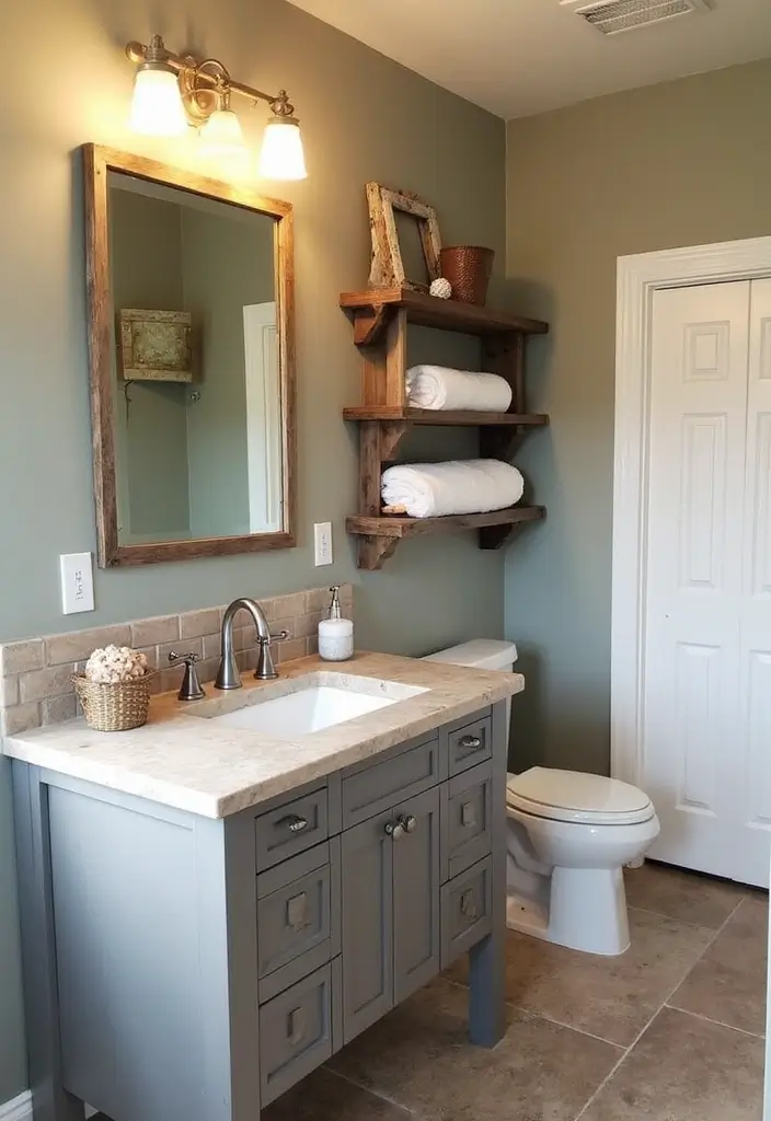 28 Bathroom Country Style Ideas Full of Rustic Charm - 21. Unique Shelving