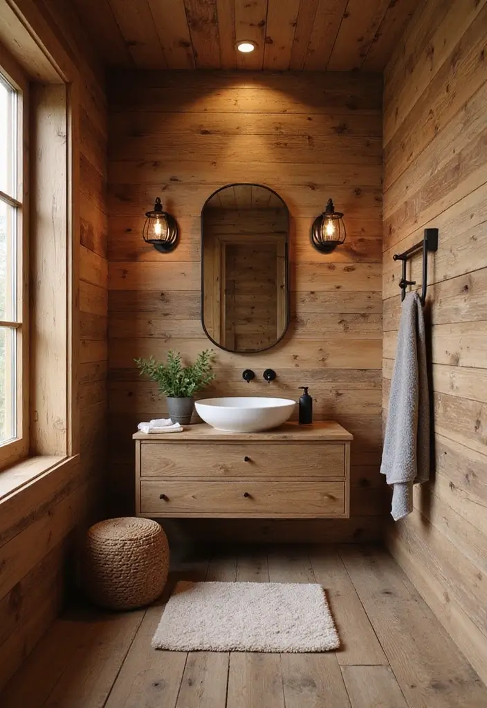 28 Bathroom Country Style Ideas Full of Rustic Charm - 26. Rustic Wood Panels