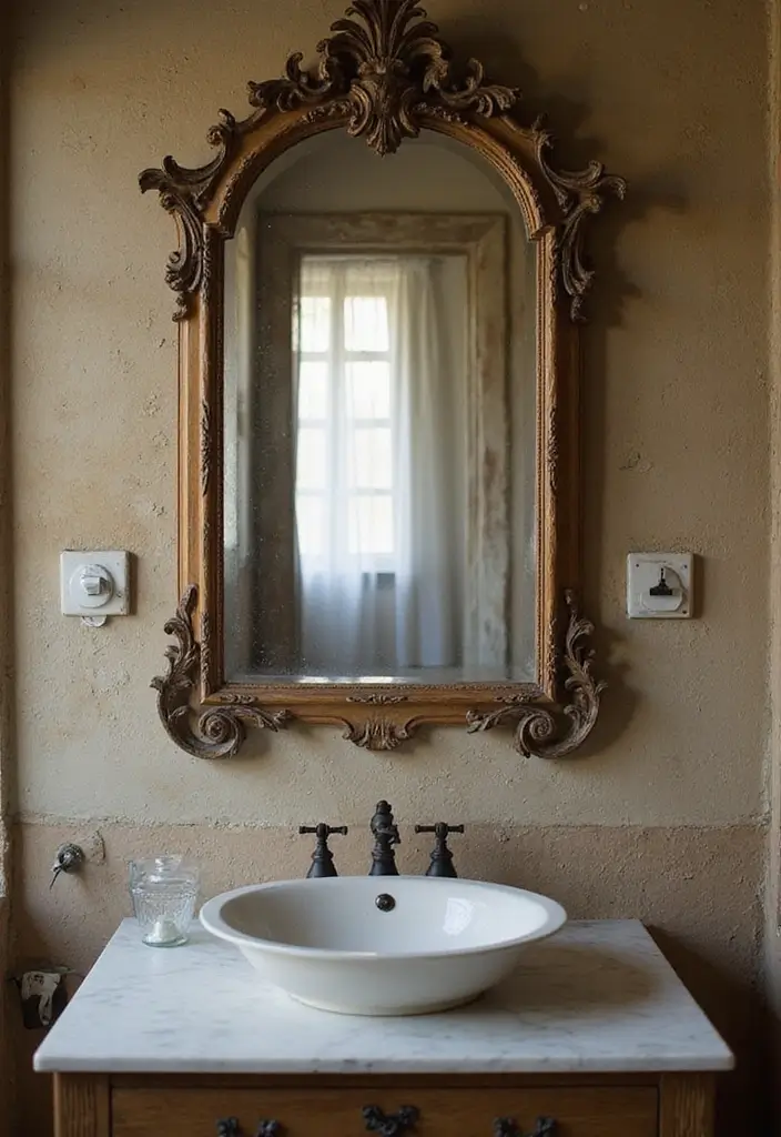 28 Bathroom Country Style Ideas Full of Rustic Charm - 5. Vintage Mirrors