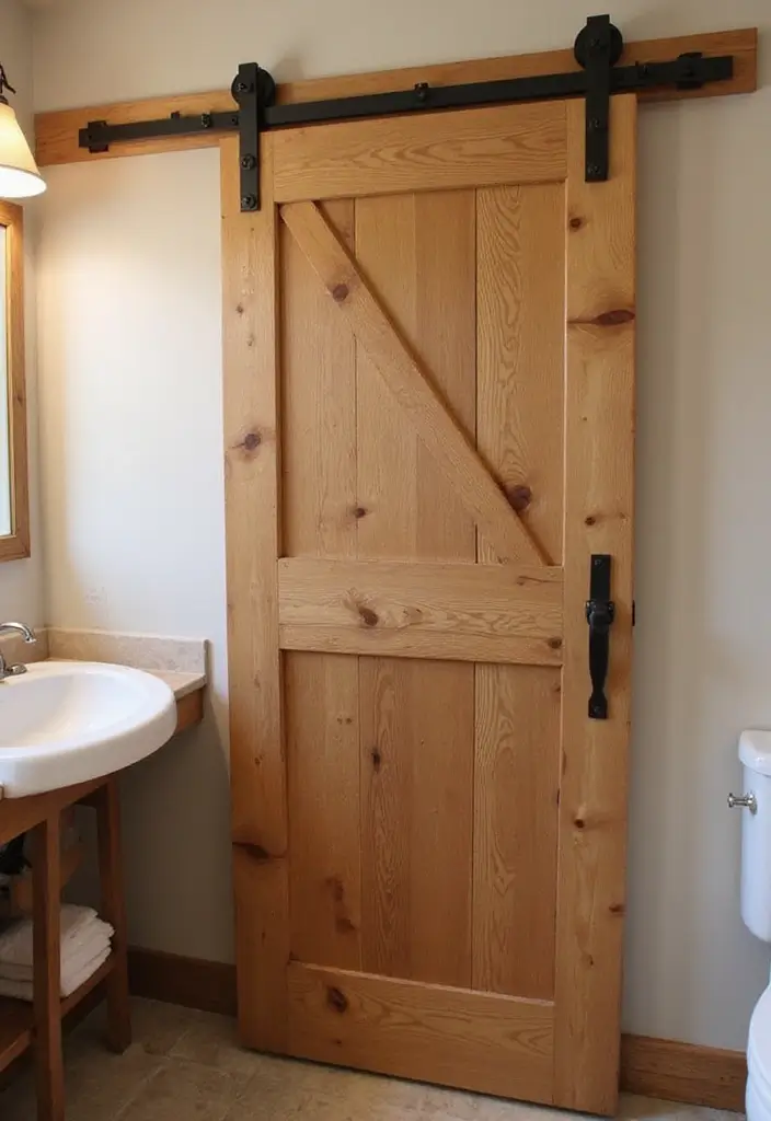 28 Bathroom Country Style Ideas Full of Rustic Charm - 8. Barn Doors