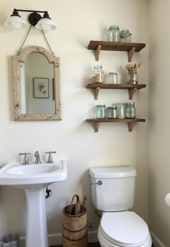 28 Bathroom Ideas Green and Serene for a Natural Vibe - 21. Upcycled Decor Items