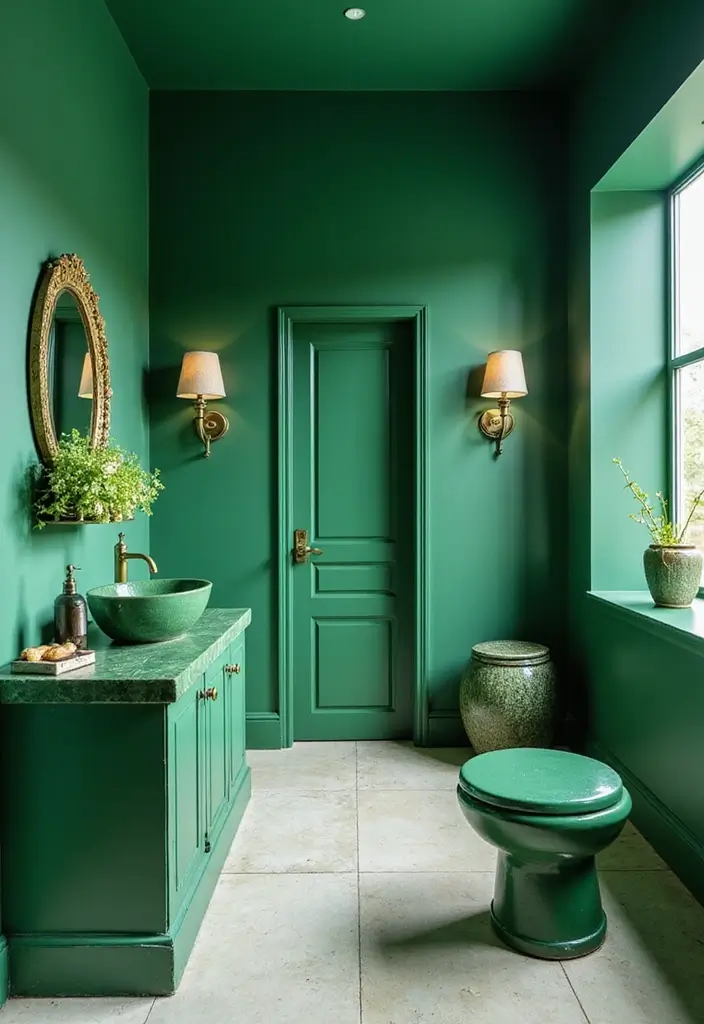 28 Bathroom Ideas Green and Serene for a Natural Vibe - 23. Unconventional Green Accents