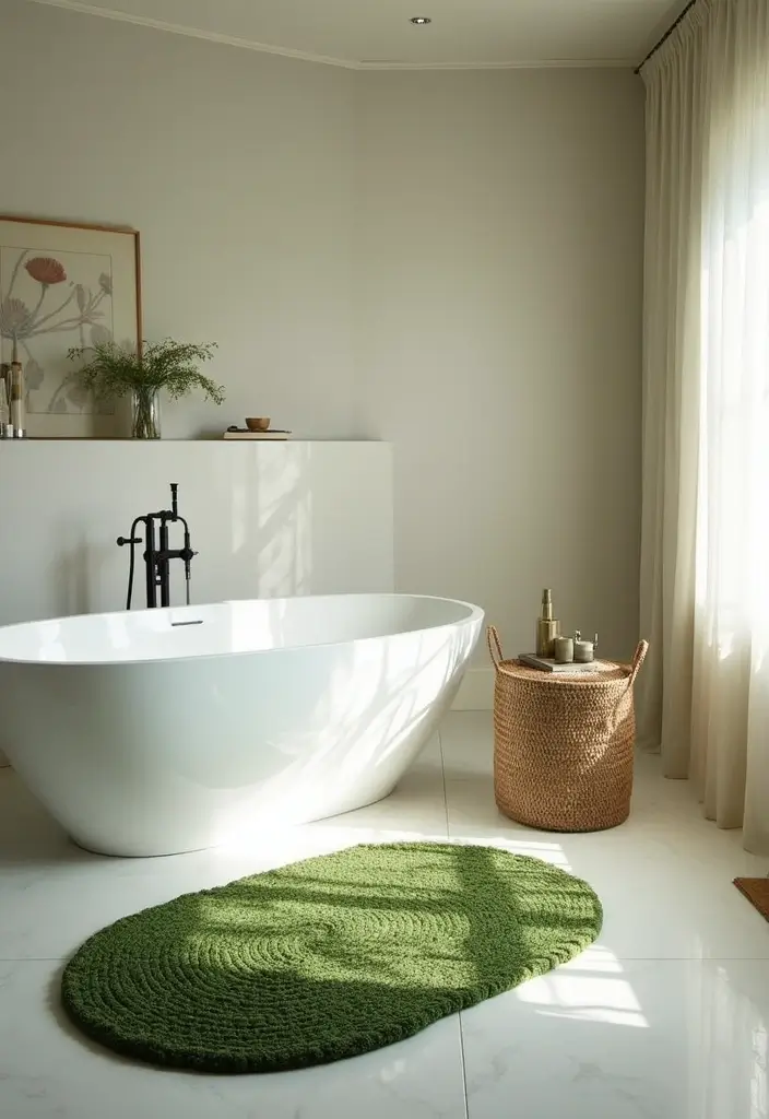 28 Bathroom Ideas Green and Serene for a Natural Vibe - 26. Elegant Green Rugs