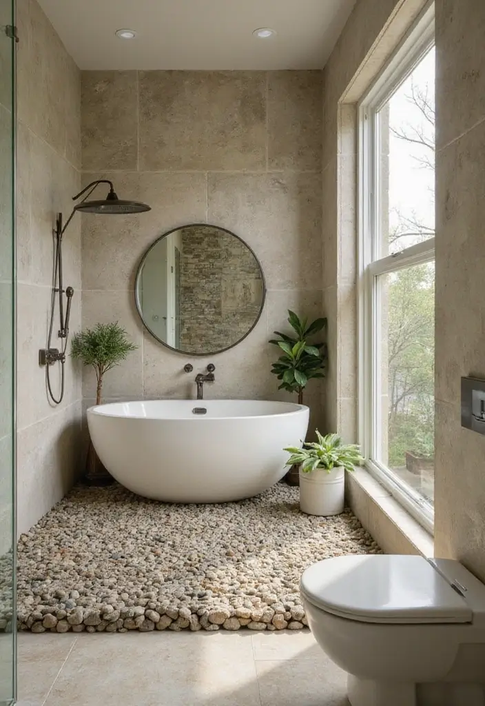 28 Bathroom Ideas Green and Serene for a Natural Vibe - 3. Natural Stone Accents