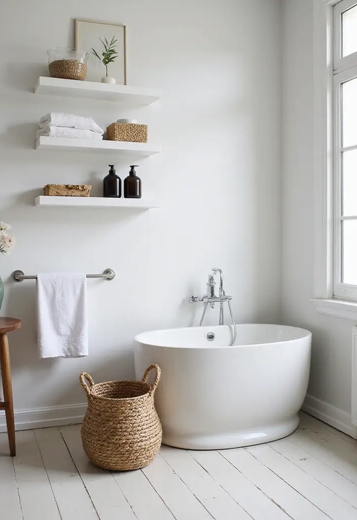 28 Bathroom Ideas Green and Serene for a Natural Vibe - 7. Minimalist Storage Solutions