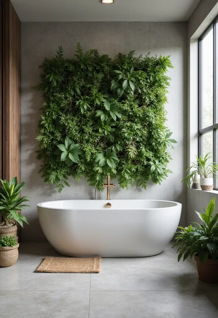 28 Bathroom With Bathtub Ideas That Feel Relaxing - 11. Vertical Gardens