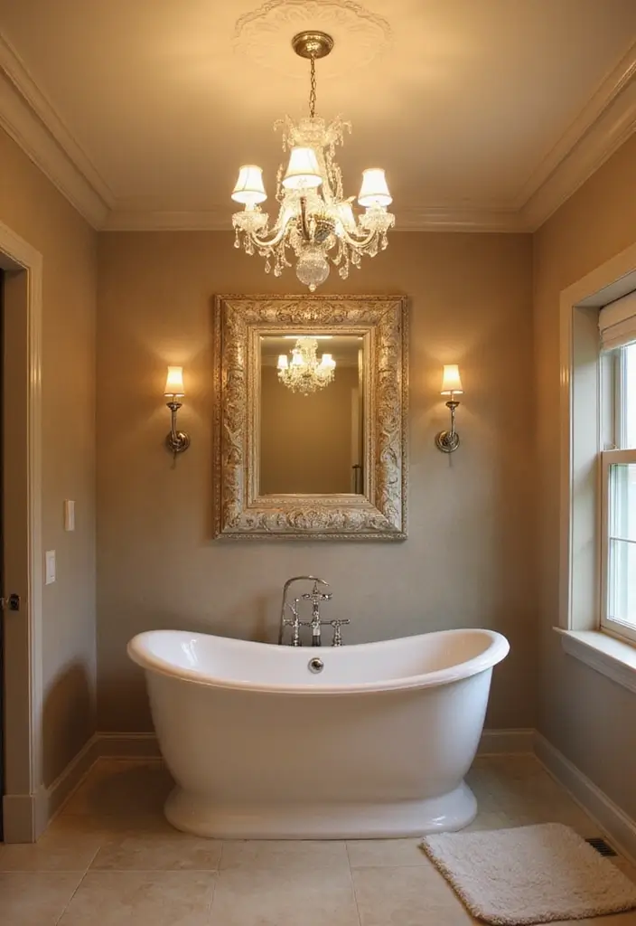 28 Bathroom With Bathtub Ideas That Feel Relaxing - 12. Elegant Lighting