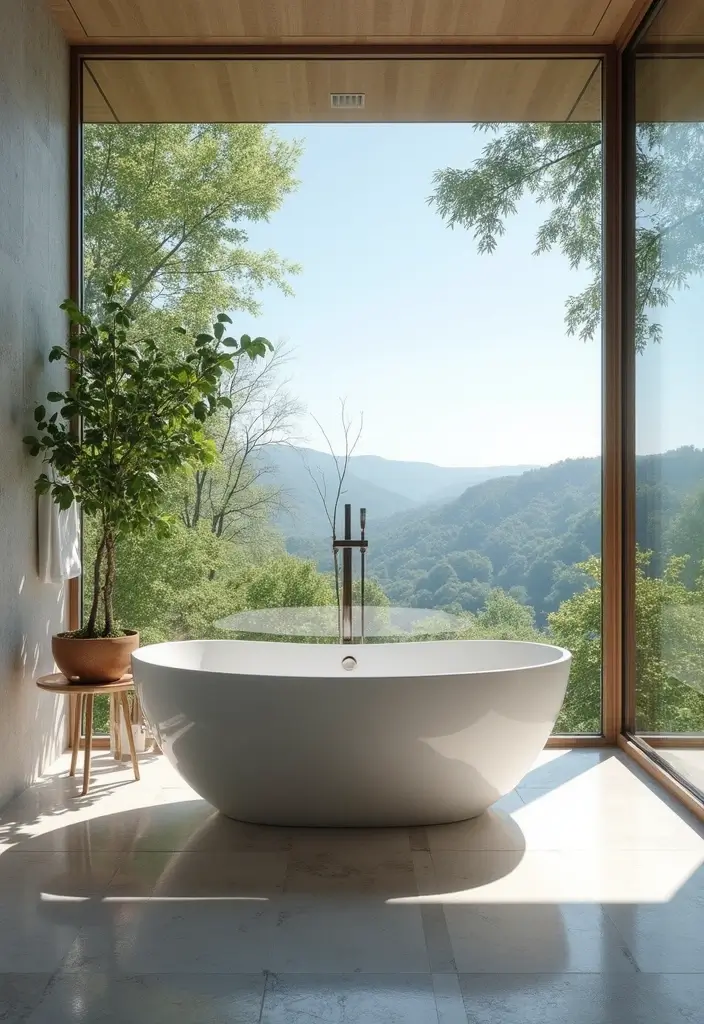 28 Bathroom With Bathtub Ideas That Feel Relaxing - 13. Floor-to-Ceiling Windows