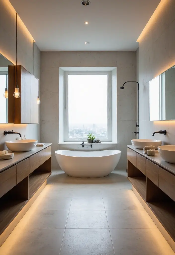 28 Bathroom With Bathtub Ideas That Feel Relaxing - 17. Floating Features