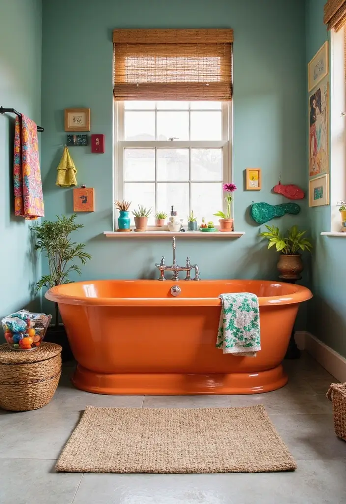28 Bathroom With Bathtub Ideas That Feel Relaxing - 18. Bold Colors