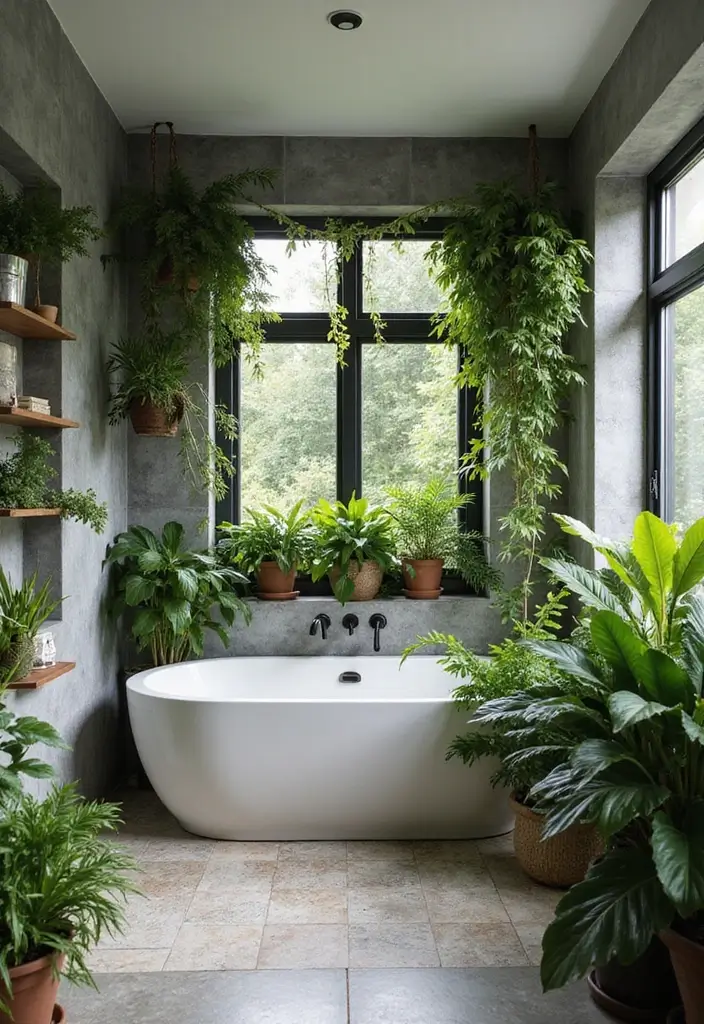 28 Bathroom With Bathtub Ideas That Feel Relaxing - 19. Urban Jungle