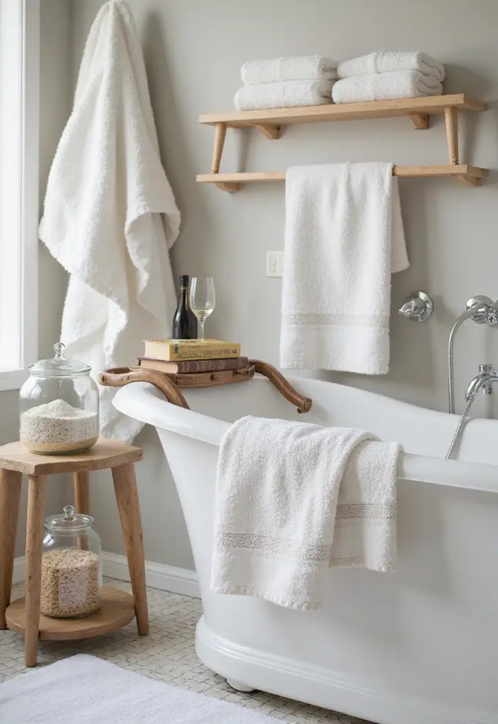 28 Bathroom With Bathtub Ideas That Feel Relaxing - 24. Spa-Like Accessories