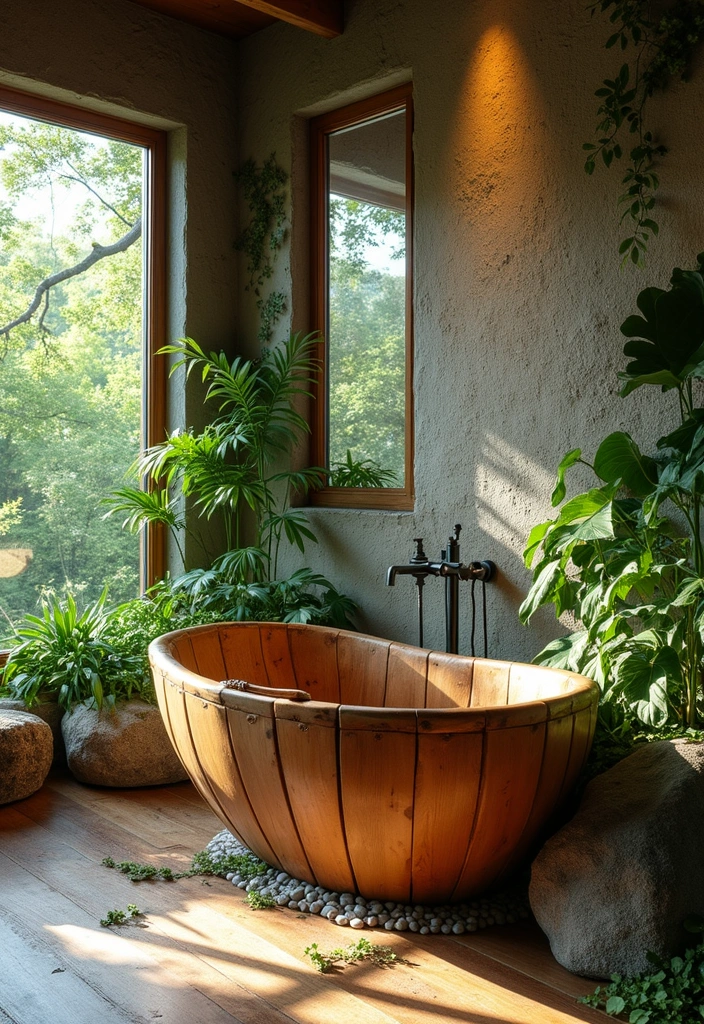 28 Bathroom With Bathtub Ideas That Feel Relaxing - 5. Nature-Inspired Retreat