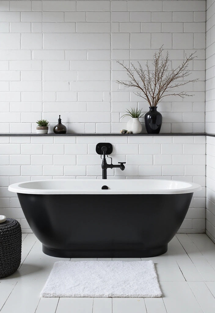 28 Bathroom With Bathtub Ideas That Feel Relaxing - 9. Monochrome Magic