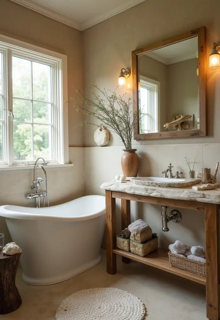 28 Cabana Bathroom Ideas for a Resort-Like Feel - 12. Outdoor-Themed Decor