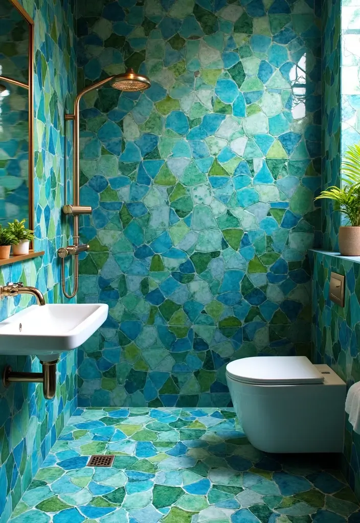 28 Cabana Bathroom Ideas for a Resort-Like Feel - 16. Use of Colorful Tiles