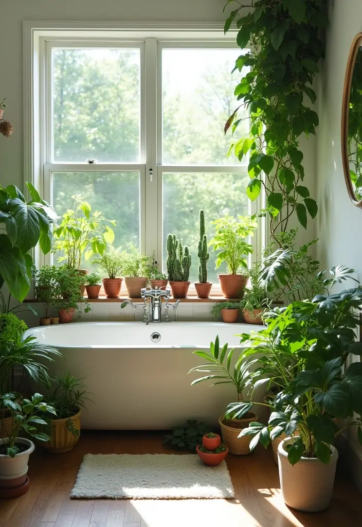 28 Cabana Bathroom Ideas for a Resort-Like Feel - 2. Indoor Plants Galore