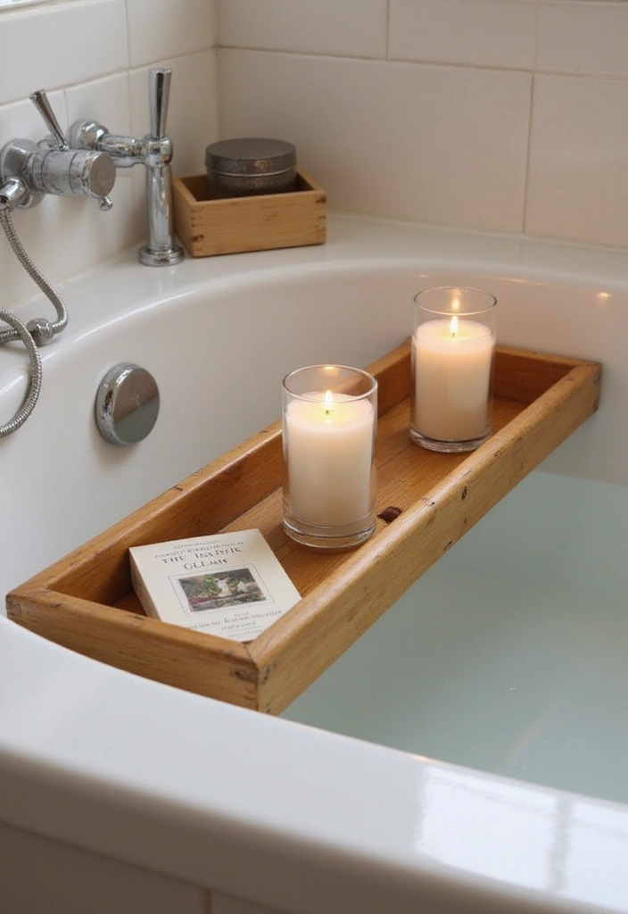 28 Cabana Bathroom Ideas for a Resort-Like Feel - 23. Chic Bathtub Caddies