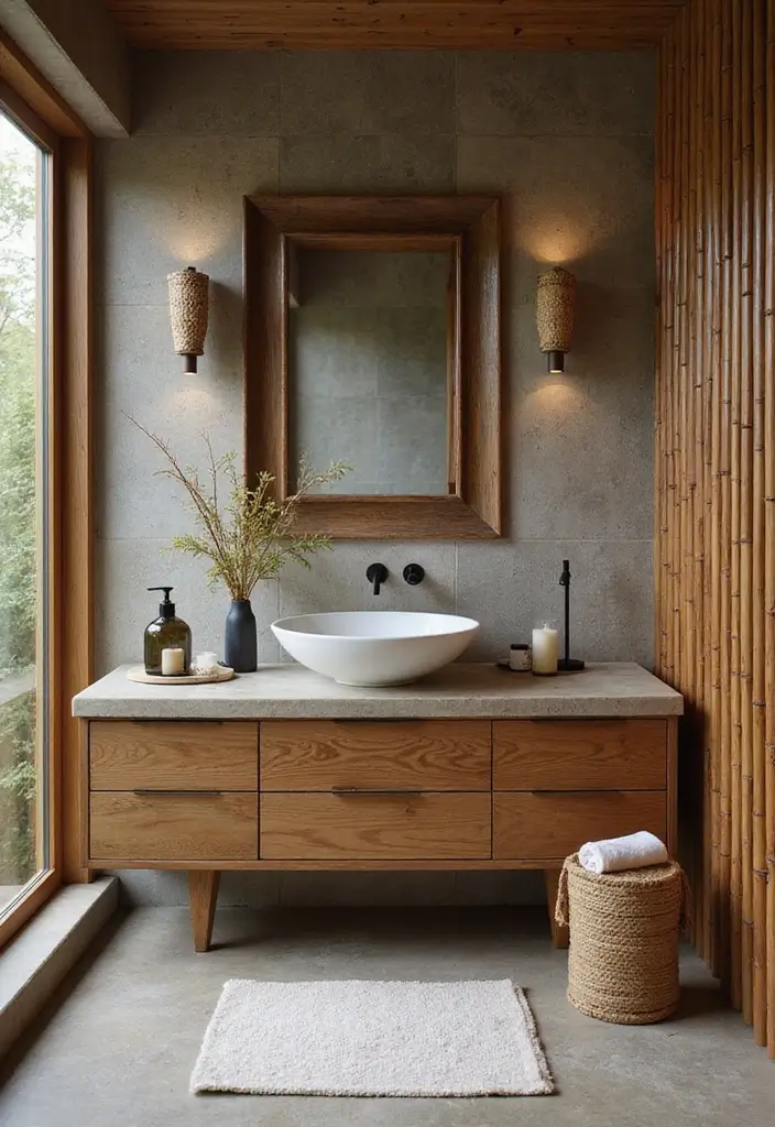 28 Cabana Bathroom Ideas for a Resort-Like Feel - 3. Natural Materials for a Rustic Touch