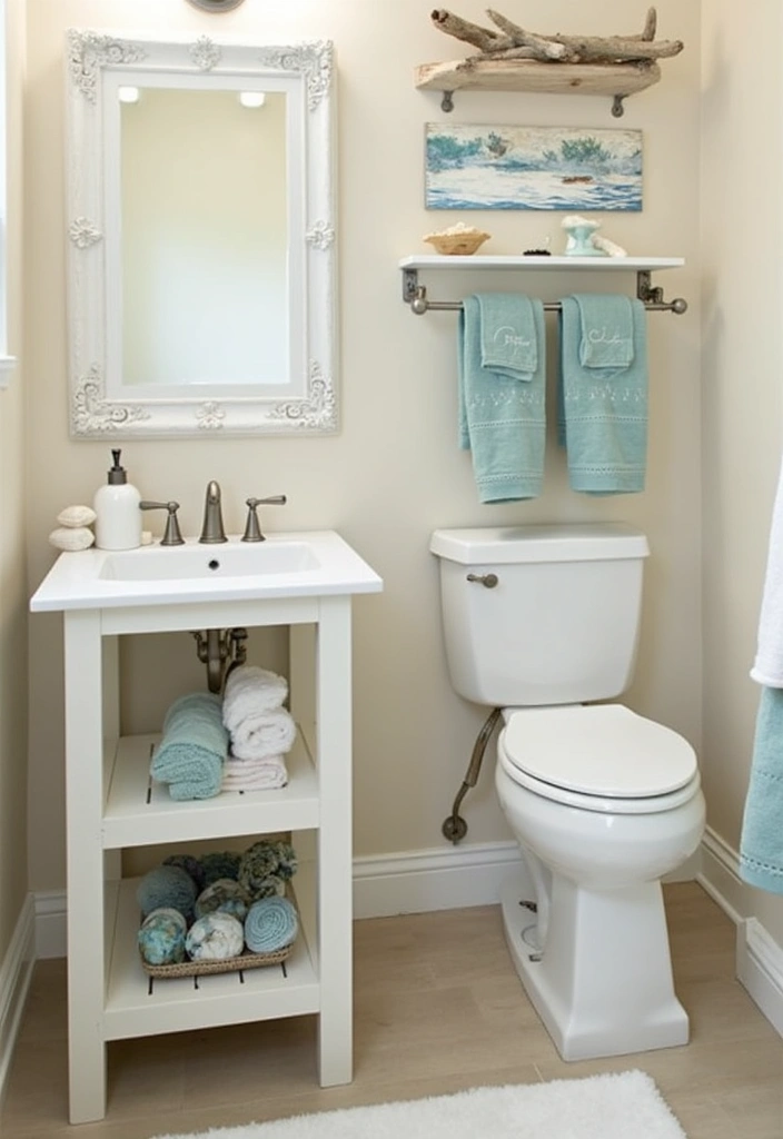 28 Cabana Bathroom Ideas for a Resort-Like Feel - 5. Coastal-Inspired Accessories