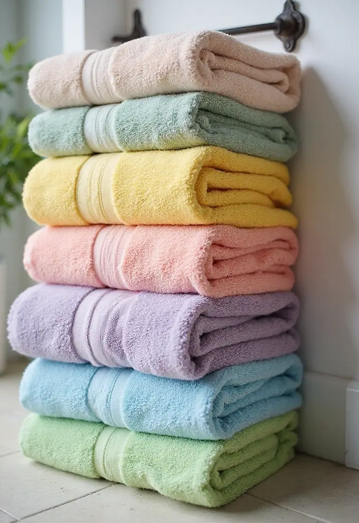 28 Cabana Bathroom Ideas for a Resort-Like Feel - 8. Luxurious Towel Selection