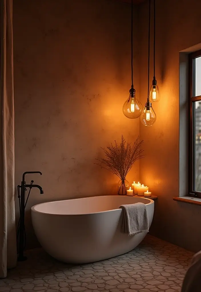 28 Cabana Bathroom Ideas for a Resort-Like Feel - 9. Soothing Lighting Fixtures