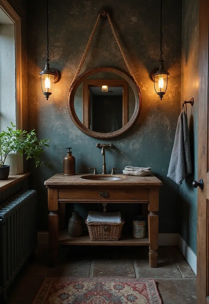 28 Dark Boho Bathroom Designs With Moody Vibes - 15. Mixing Old and New Elements