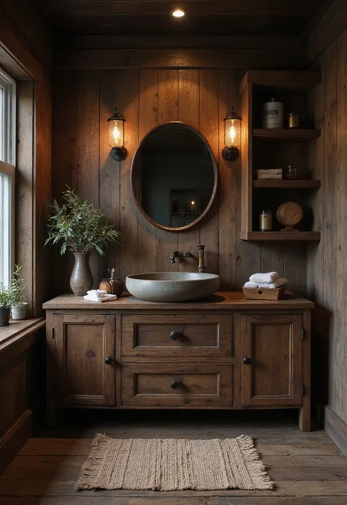 28 Dark Boho Bathroom Designs With Moody Vibes - 4. Dark Wood Accents